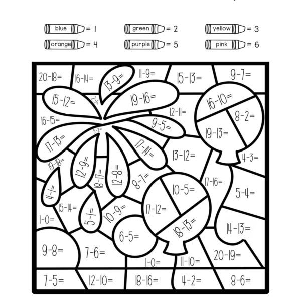 Fall Color by Number Addition Worksheet [Download Now]