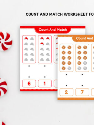 Count and Match Worksheet for Christmas