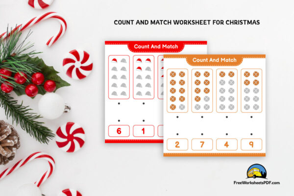 Count and Match Worksheet for Christmas