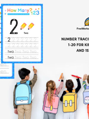Number Tracing Worksheets 1-20 for Kindergarten and 1st Grade
