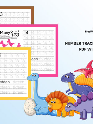Number Tracing Worksheets 1 20 PDF with Dinosaurs